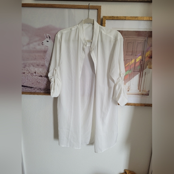 SUMMERSALT SWIM COVER UP BUTTON DOWN DRESS TUNIC  OFF WHITE LARGE - Picture 1 of 4